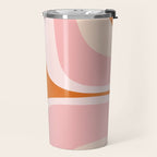 Retro Groove Pink and Orange - Cheerful Abstract Minimalist Pattern Travel Mug Gallery Image 2