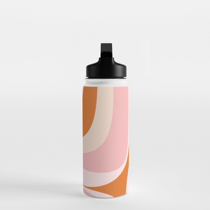 Retro Groove Pink and Orange - Cheerful Abstract Minimalist Pattern Water Bottle Gallery Image 3