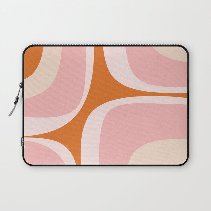 Retro Groove Pink and Orange - Cheerful Abstract Minimalist Pattern Laptop Sleeve Gallery Image 1