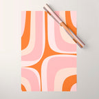 Retro Groove Pink and Orange - Cheerful Abstract Minimalist Pattern Wrapping Paper Gallery Image 1