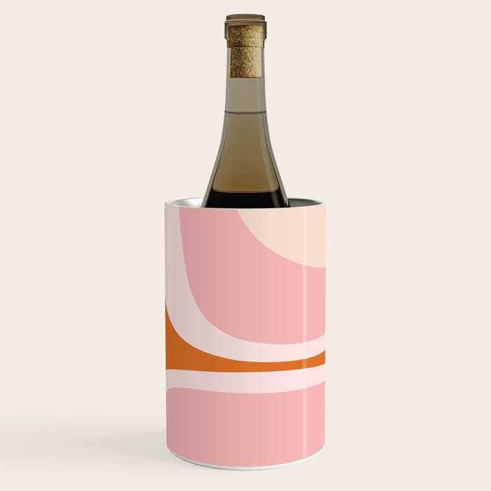 Retro Groove Pink and Orange - Cheerful Abstract Minimalist Pattern Wine Chiller Gallery Image 3