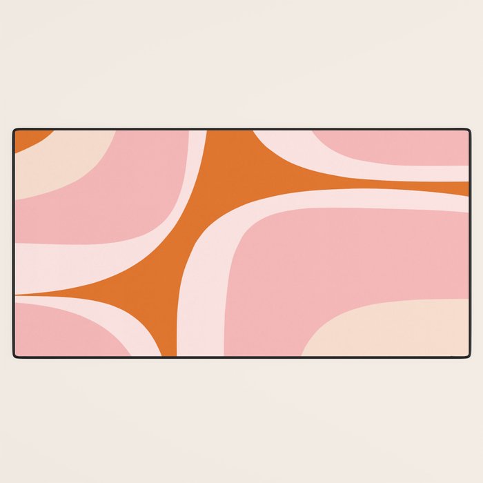 Retro Groove Pink and Orange - Cheerful Abstract Minimalist Pattern Desk Mat Gallery Image 3