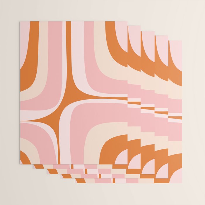 Retro Groove Pink and Orange - Cheerful Abstract Minimalist Pattern Wrapping Paper Gallery Image 3