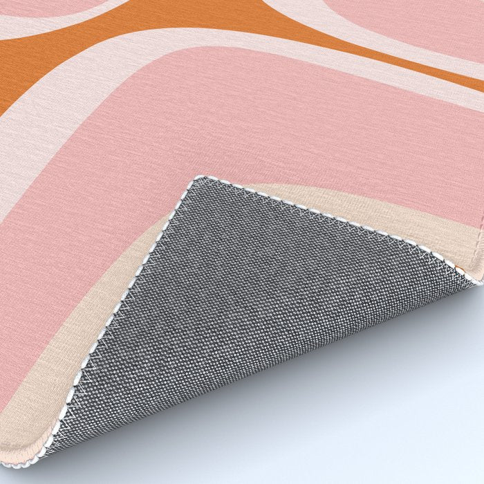 Retro Groove Pink and Orange - Cheerful Abstract Minimalist Pattern Rug Gallery Image 4