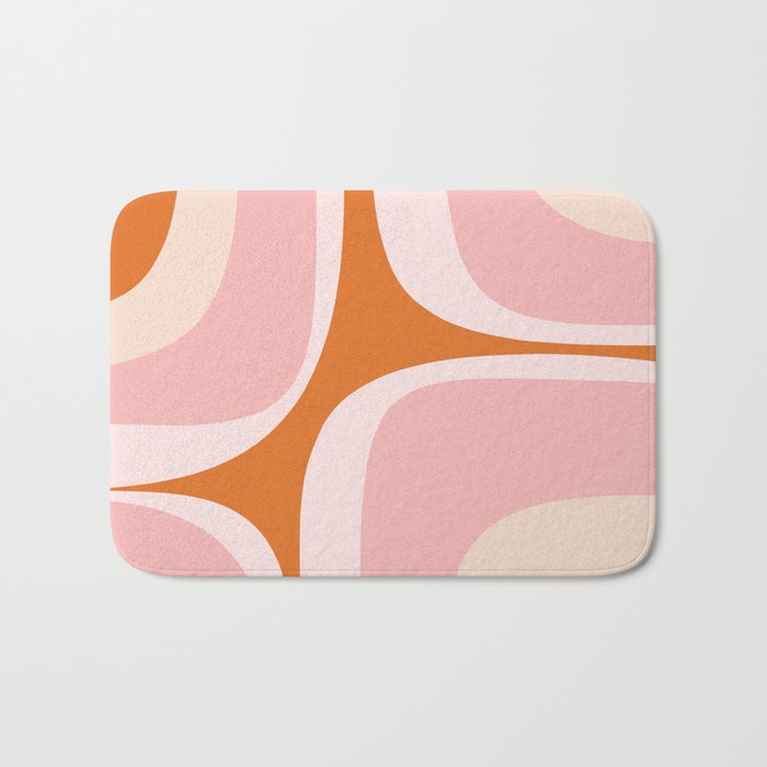 Retro Groove Pink and Orange - Cheerful Abstract Minimalist Pattern Bath Mat Gallery Image 1
