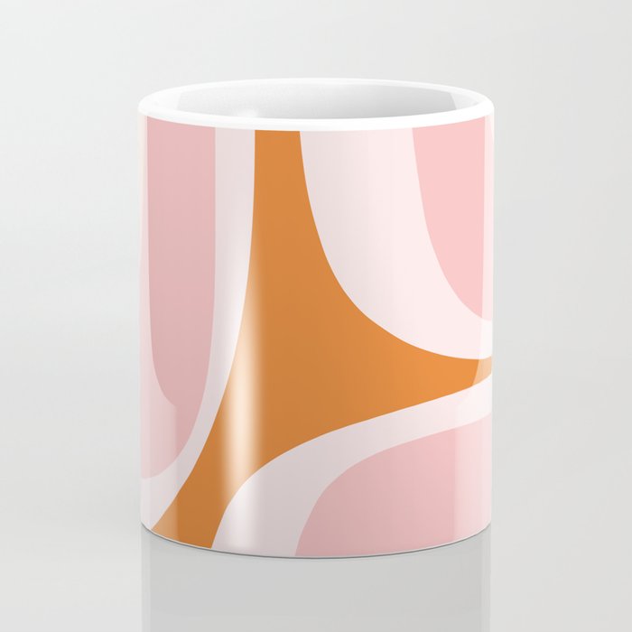 Retro Groove Pink and Orange - Cheerful Abstract Minimalist Pattern Coffee Mug Gallery Image 4
