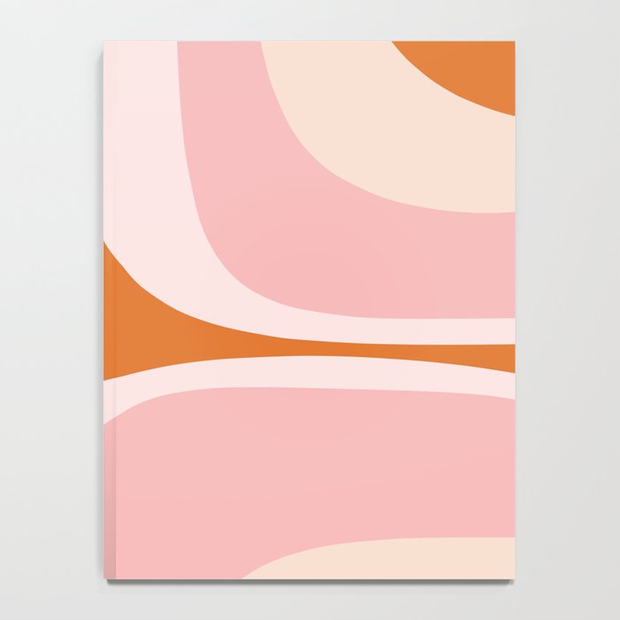 Retro Groove Pink and Orange - Cheerful Abstract Minimalist Pattern Notebook Gallery Image 4