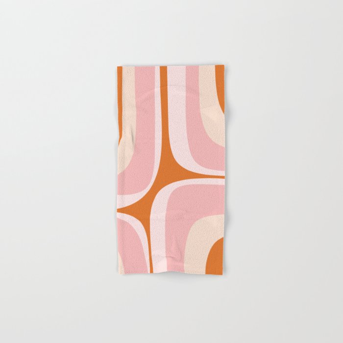 Retro Groove Pink and Orange - Cheerful Abstract Minimalist Pattern Bath Towel Gallery Image 1