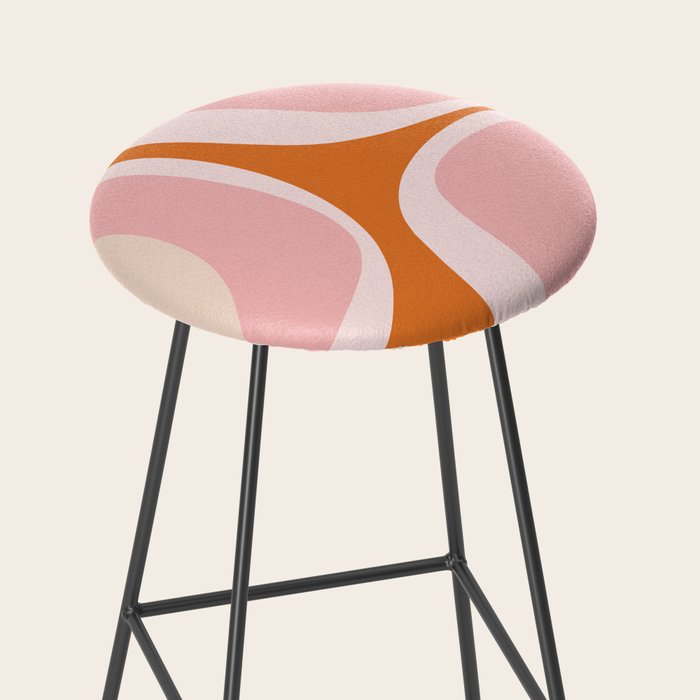 Retro Groove Pink and Orange - Cheerful Abstract Minimalist Pattern Stool Gallery Image 2