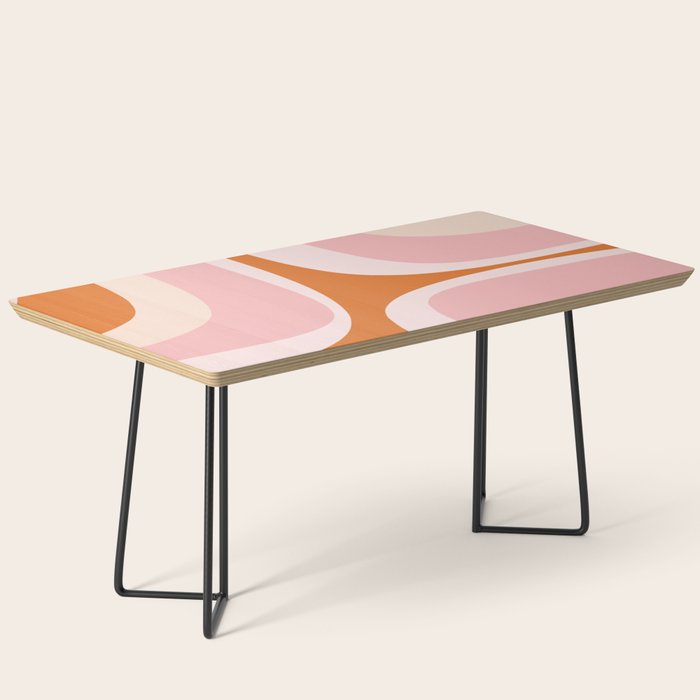Retro Groove Pink and Orange - Cheerful Abstract Minimalist Pattern Coffee Table Gallery Image 1