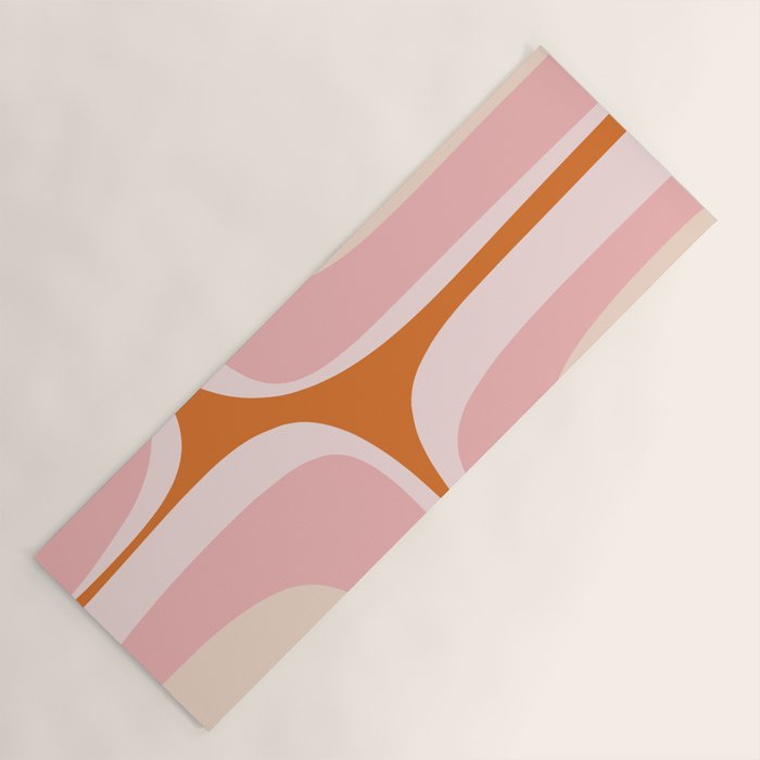 Retro Groove Pink and Orange - Cheerful Abstract Minimalist Pattern Yoga Mat Gallery Image 1