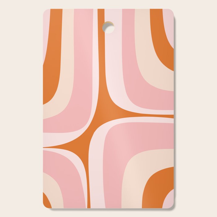 Retro Groove Pink and Orange - Cheerful Abstract Minimalist Pattern Cutting Board Gallery Image 1