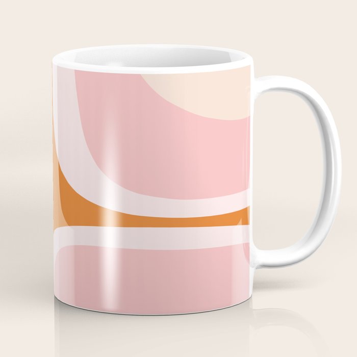 Retro Groove Pink and Orange - Cheerful Abstract Minimalist Pattern Coffee Mug Gallery Image 1