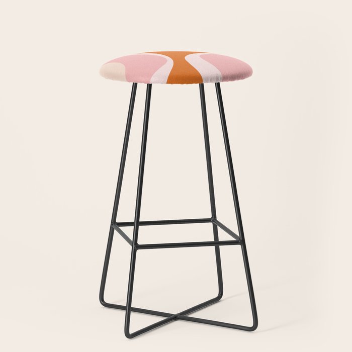 Retro Groove Pink and Orange - Cheerful Abstract Minimalist Pattern Stool Gallery Image 1
