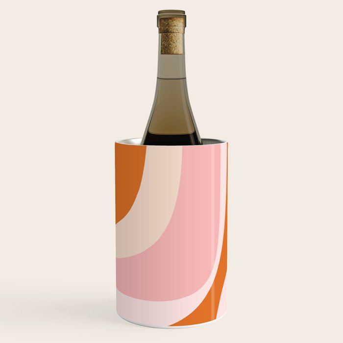 Retro Groove Pink and Orange - Cheerful Abstract Minimalist Pattern Wine Chiller Gallery Image 2