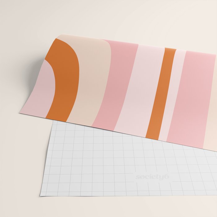 Retro Groove Pink and Orange - Cheerful Abstract Minimalist Pattern Wrapping Paper Gallery Image 2