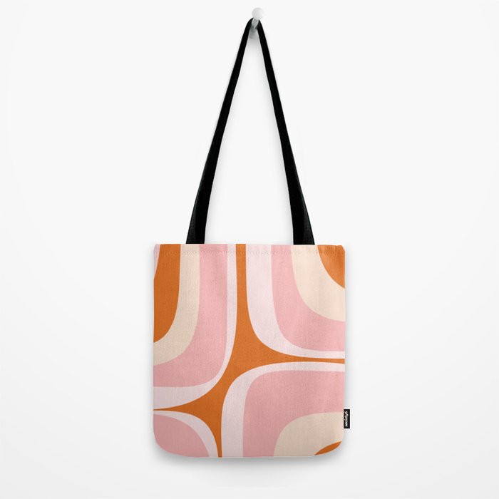 Retro Groove Pink and Orange - Cheerful Abstract Minimalist Pattern Tote Bag Gallery Image 2