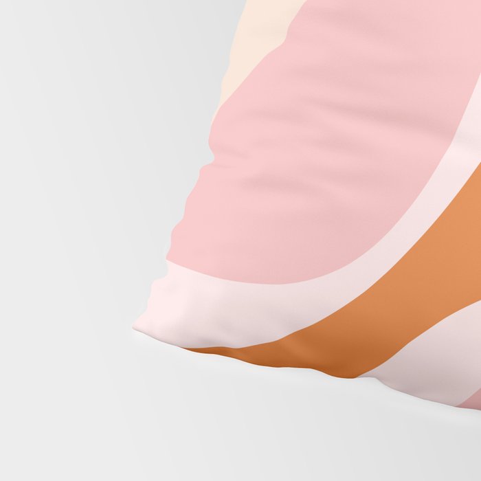 Retro Groove Pink and Orange - Cheerful Abstract Minimalist Pattern Pillow Sham Gallery Image 4