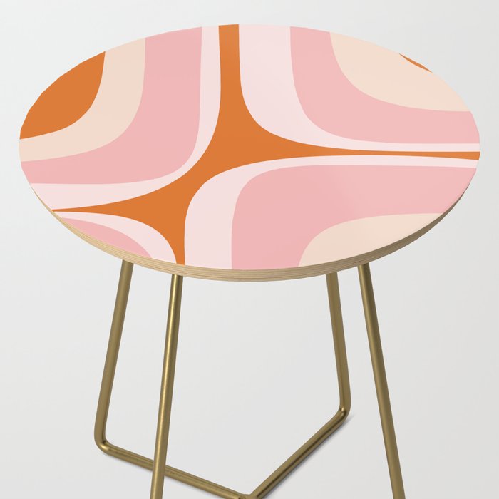 Retro Groove Pink and Orange - Cheerful Abstract Minimalist Pattern Side Table Gallery Image 2