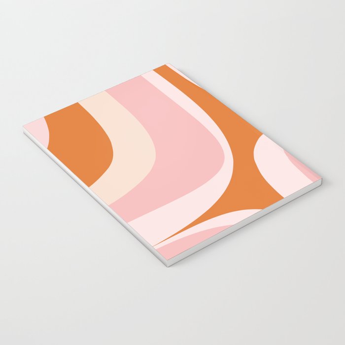 Retro Groove Pink and Orange - Cheerful Abstract Minimalist Pattern Notebook Gallery Image 3