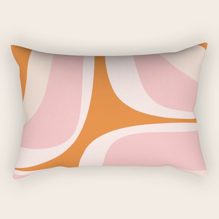 Retro Groove Pink and Orange - Cheerful Abstract Minimalist Pattern Rectangular Pillow Gallery Image 1