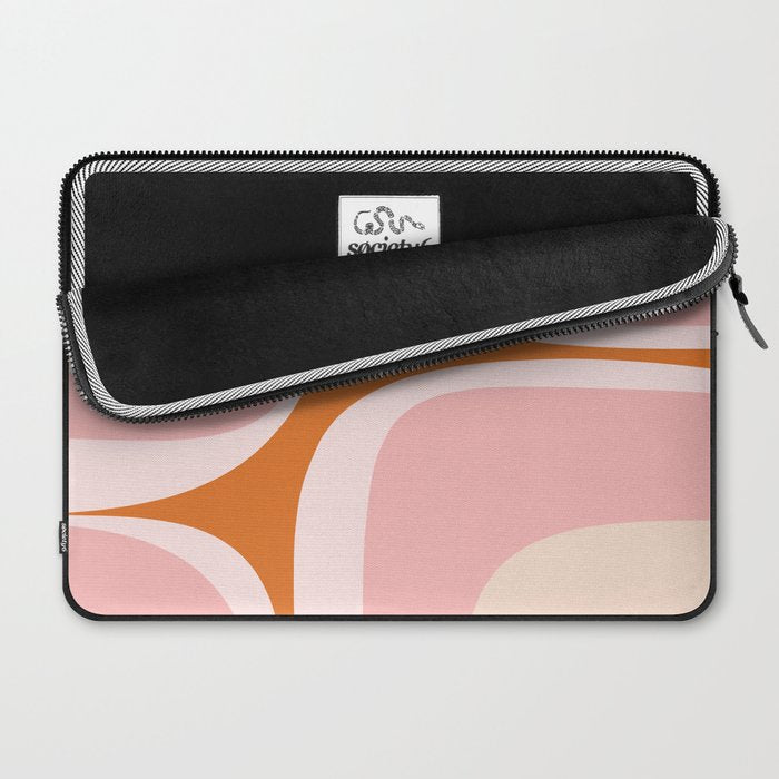 Retro Groove Pink and Orange - Cheerful Abstract Minimalist Pattern Laptop Sleeve Gallery Image 2