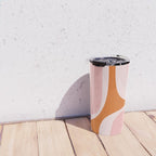Retro Groove Pink and Orange - Cheerful Abstract Minimalist Pattern Travel Mug Gallery Image 4