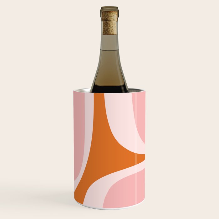 Retro Groove Pink and Orange - Cheerful Abstract Minimalist Pattern Wine Chiller Gallery Image 1