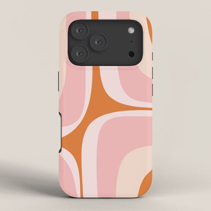 Retro Groove Pink and Orange - Cheerful Abstract Minimalist Pattern iPhone Case Gallery Image 3