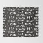 Be a Nice Human - White Type on Black Palette Throw Blanket Gallery Image 2