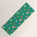 Minimalist Festive Trees on Green - Modern Holiday Pattern Yoga Mat Gallery Image 1