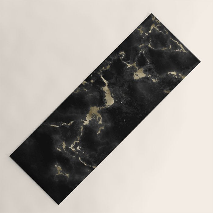 Modern abstract black gold trendy marble Yoga Mat Gallery Image 1