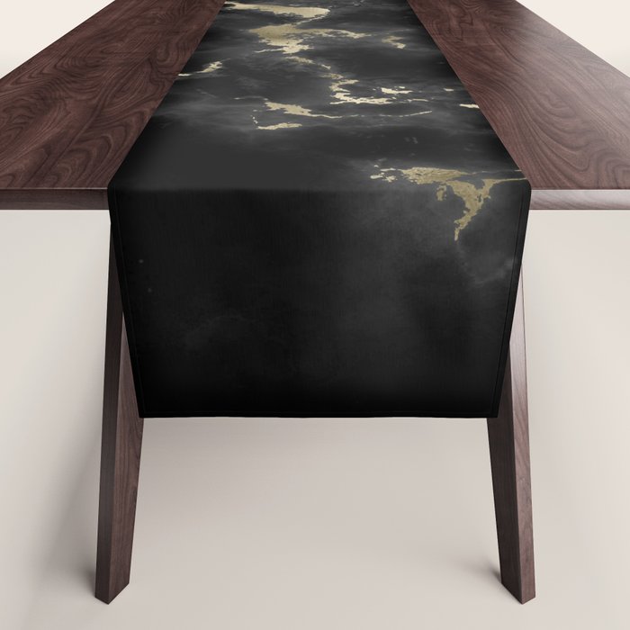 Modern abstract black gold trendy marble Table Runner Gallery Image 1