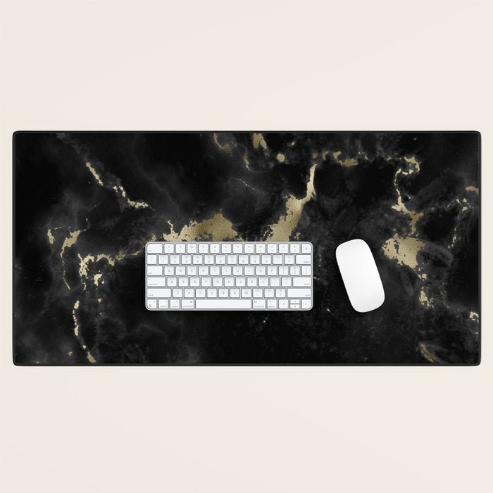 Modern abstract black gold trendy marble Desk Mat Gallery Image 1