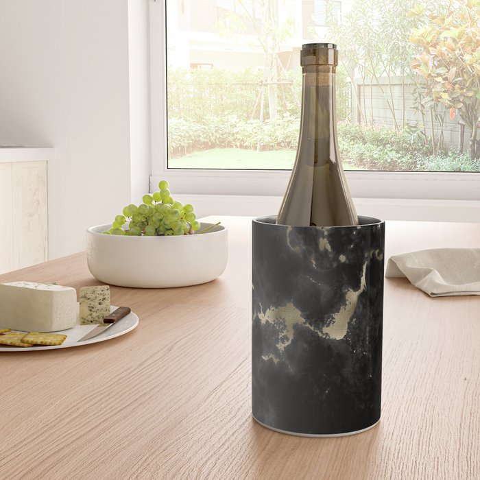 Modern abstract black gold trendy marble Wine Chiller Gallery Image 4