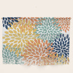 Floral Blooms, Orange, Yellow, Teal, Navy Wall Hanging Gallery Image 1