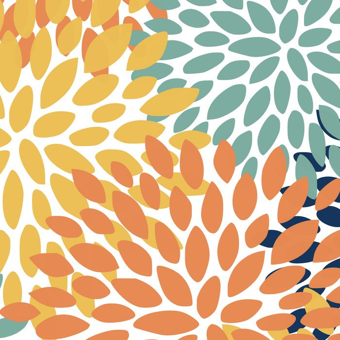 Floral Blooms, Orange, Yellow, Teal, Navy Coffee Mug Gallery Image 2