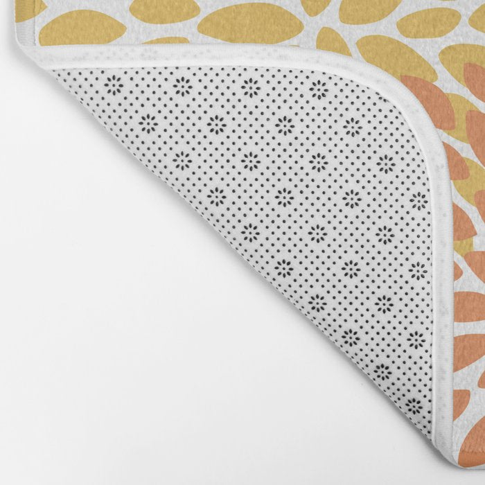 Floral Blooms, Orange, Yellow, Teal, Navy Bath Mat Gallery Image 2