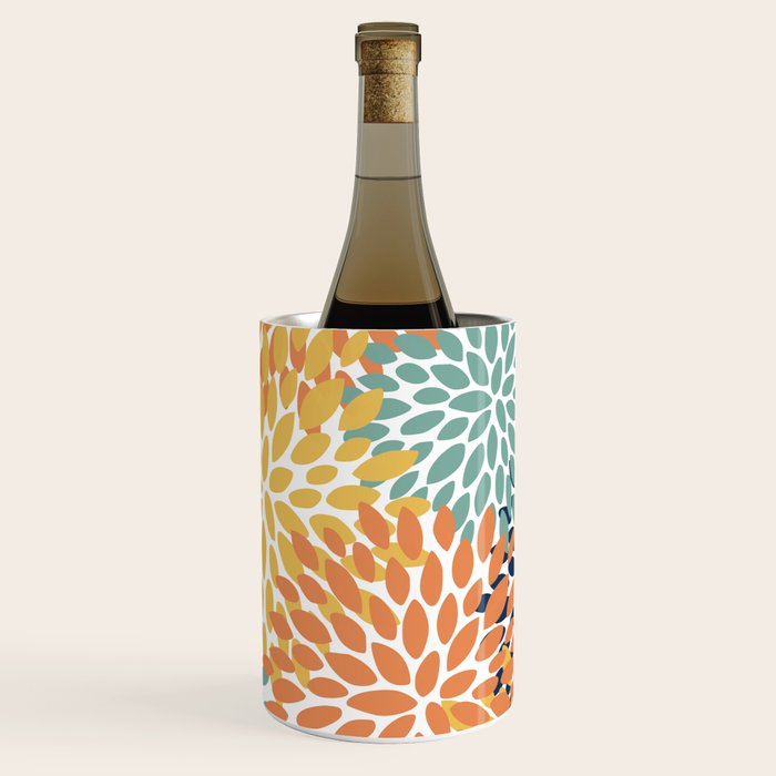 Floral Blooms, Orange, Yellow, Teal, Navy Wine Chiller Gallery Image 1