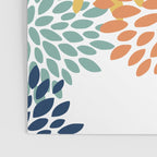 Floral Blooms, Orange, Yellow, Teal, Navy Poster Gallery Image 3