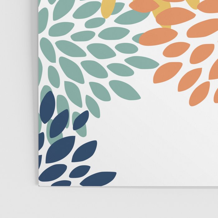 Floral Blooms, Orange, Yellow, Teal, Navy Poster Gallery Image 3