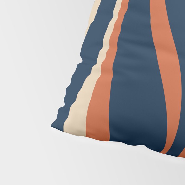 Mid Century Modern Retro Lounge Striped Ogee Pattern in Midcentury Navy Blue, Spiced Orange, and Beige Pillow Sham Gallery Image 4