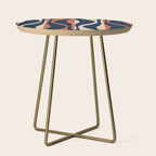 Mid Century Modern Retro Lounge Striped Ogee Pattern in Midcentury Navy Blue, Spiced Orange, and Beige Side Table Gallery Image 1