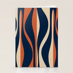Mid Century Modern Retro Lounge Striped Ogee Pattern in Midcentury Navy Blue, Spiced Orange, and Beige Stationery Card Gallery Image 2
