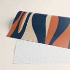 Mid Century Modern Retro Lounge Striped Ogee Pattern in Midcentury Navy Blue, Spiced Orange, and Beige Wrapping Paper Gallery Image 2