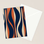 Mid Century Modern Retro Lounge Striped Ogee Pattern in Midcentury Navy Blue, Spiced Orange, and Beige Stationery Card Gallery Image 2