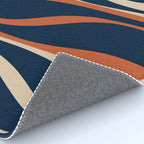 Mid Century Modern Retro Lounge Striped Ogee Pattern in Midcentury Navy Blue, Spiced Orange, and Beige Rug Gallery Image 4