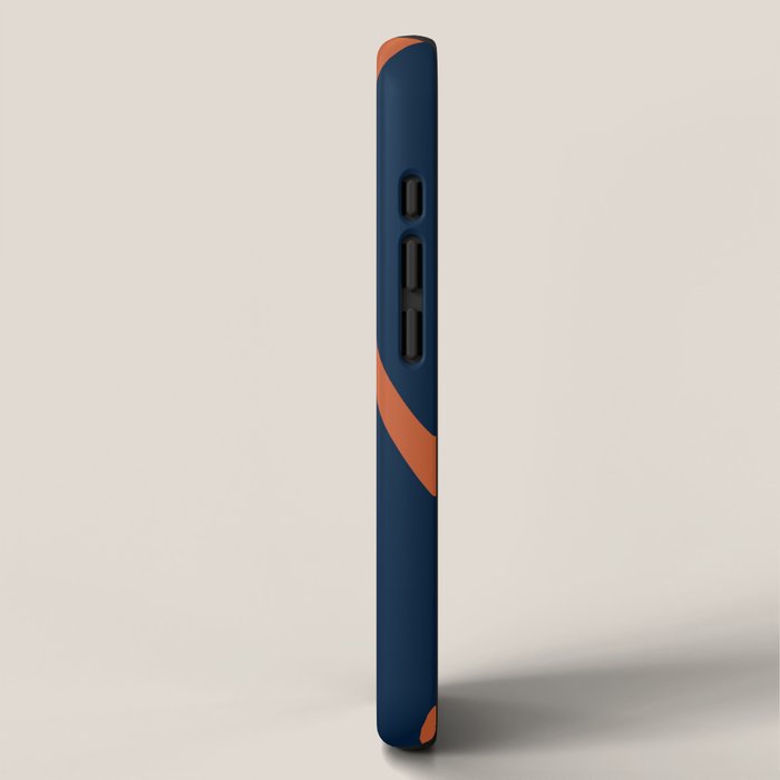 Mid Century Modern Retro Lounge Striped Ogee Pattern in Midcentury Navy Blue, Spiced Orange, and Beige iPhone Case Gallery Image 2