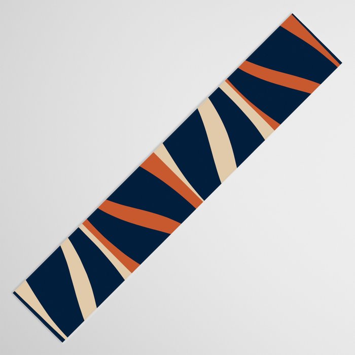 Mid Century Modern Retro Lounge Striped Ogee Pattern in Midcentury Navy Blue, Spiced Orange, and Beige Table Runner Gallery Image 3