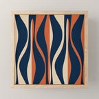 Mid Century Modern Retro Lounge Striped Ogee Pattern in Midcentury Navy Blue, Spiced Orange, and Beige Mini Art Print Gallery Image 1